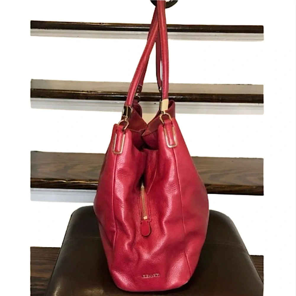 COACH Madison Phoebe Tumbled Red Leather Copper Lining 3 Section Shoulder Bag
